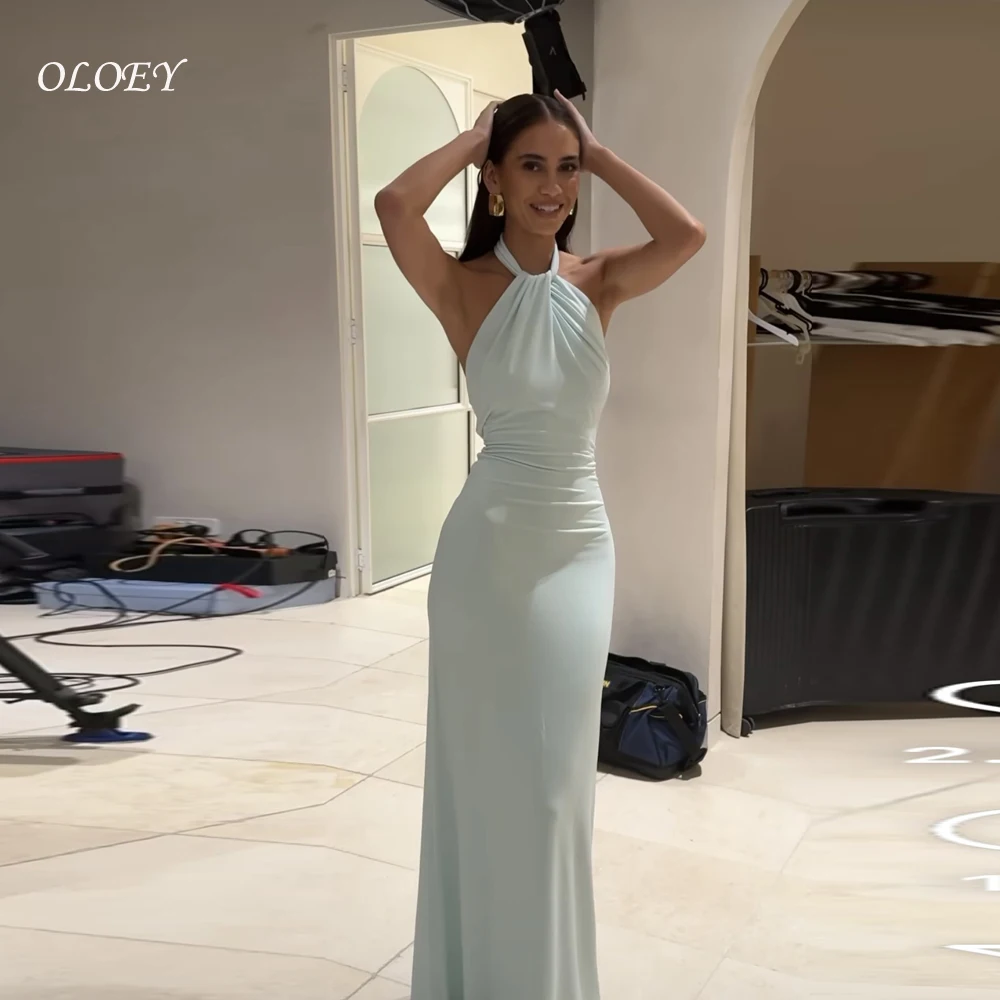 

OLOEY 2025 Elegant Halter Pleats Wedding Dress Evening Gown Dress Sleeveless Bridal Gown A Line Custom Made Formal Gowns