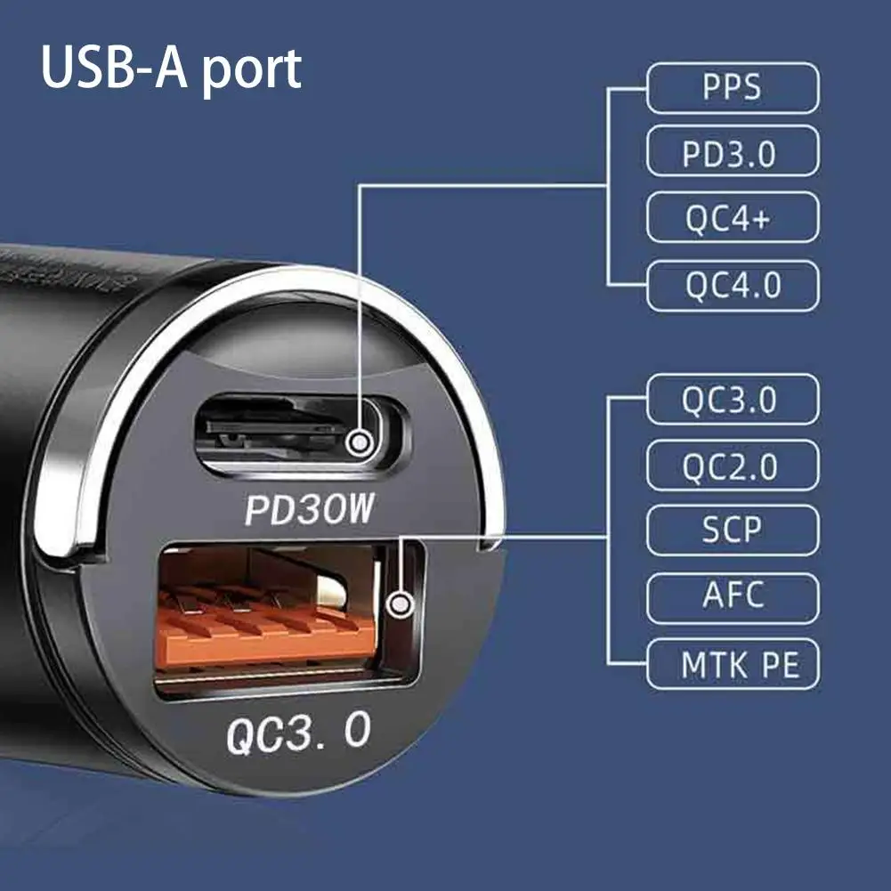 30W Mini USB C Car Charger PD QC 3.0 Super Fast Charging Adapter For IPhone 14 Pro Max 13 12 11 8 Plus Sumsung IPad Phone