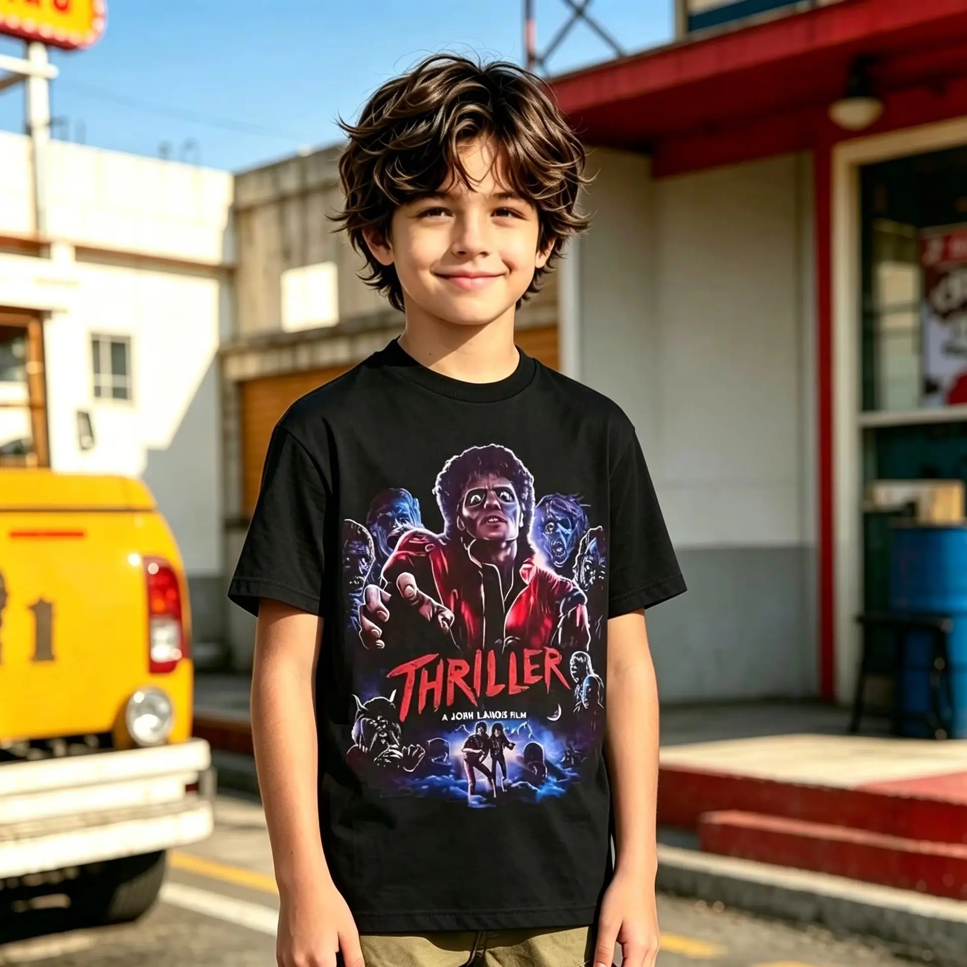 1pc Michael Jackson Thriller Zombie Movie Poste Cotton T Shirt Unisex Men Women Kids Streetwear Casual Short Sleeve Tops Fashion