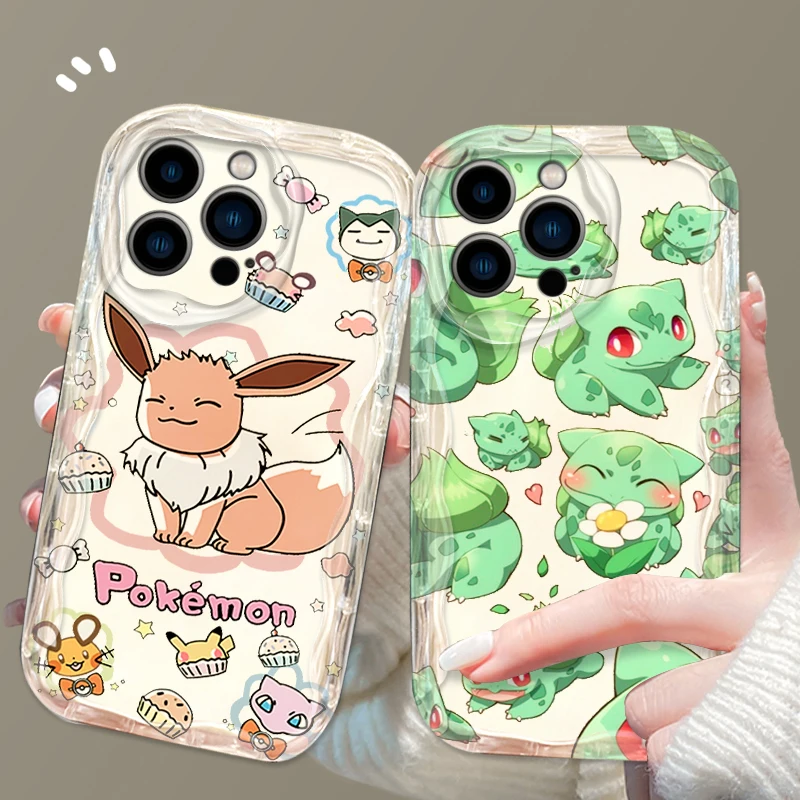 Bulbasaur Pikachu Pokémon For Apple iPhone 15 14 13 12 11 XS XR X Pro Max Plus Wave Oil Back Phone Case