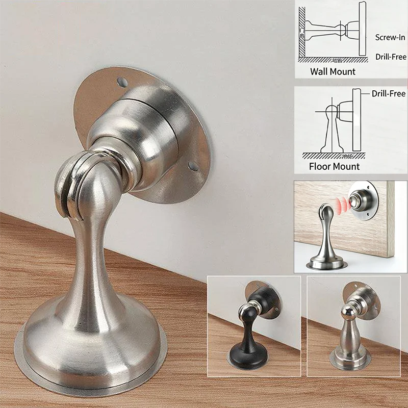 304 Stainless Steel Door Stopper,Magnetic Door Stop,Door Catch,Nail-free Screws Stronger Mount,Furniture Hardware Home Hardware