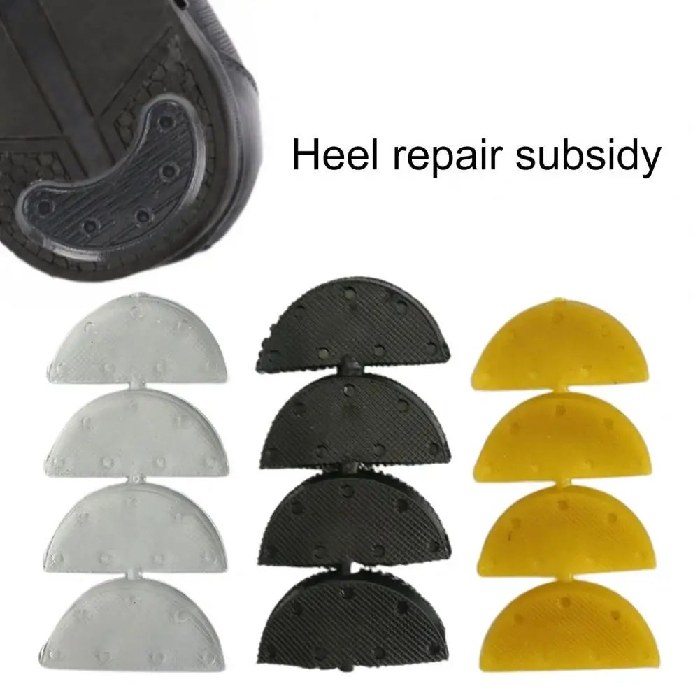 

8Pcs Shoe Heel Plate Tap with Glue Anti-skid Design Multifunctional Rubber Boots Shoes Heel Taps Tips Repair Pad Replacement