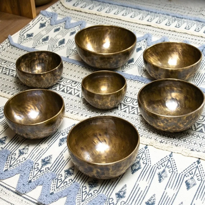 7 Piece Set Singing Bowl Nepal Handmade Copper Sound Bowl Meditation Singing Bowls Yoga Sound Healing Percussion Instruments