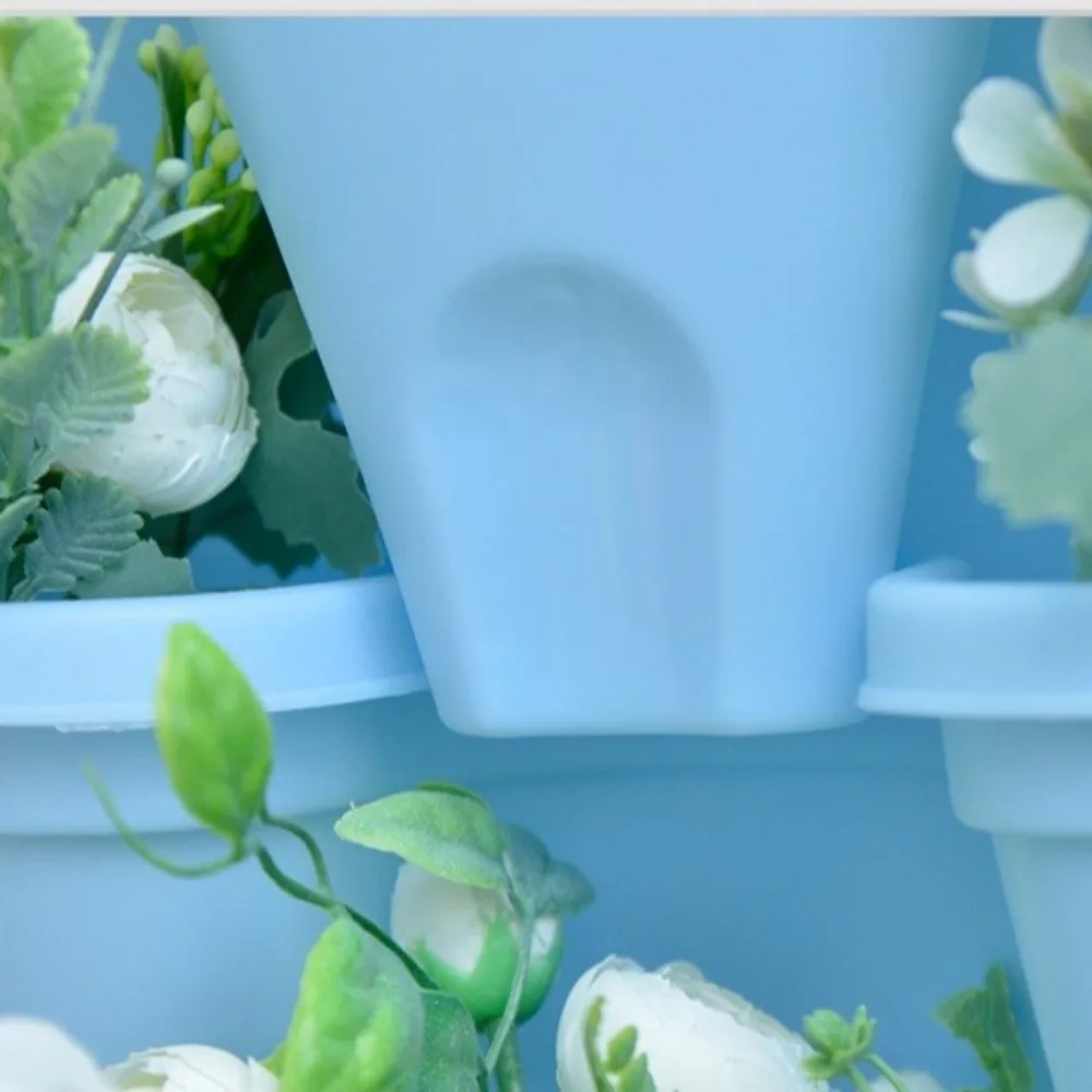 Durable 3/4 Petal Stackable Flower Pot Plastic Space Saving Vertical Pot Planting Container Herbs