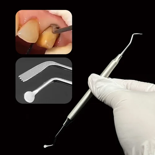 Imagen 2 del producto Empaquetador de cables de retracción gingival Dental de acero inoxidable y separador de encías herramienta periodontal de doble punta para escalar