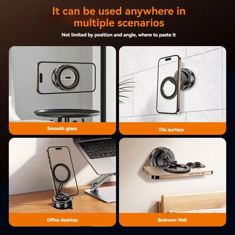 Car Mount Electric Vacuum Magnetic Holder Foldable Strong Suction Stand For Cell Phone For iphone 12 13 14 15 16 Live Streaming image 4