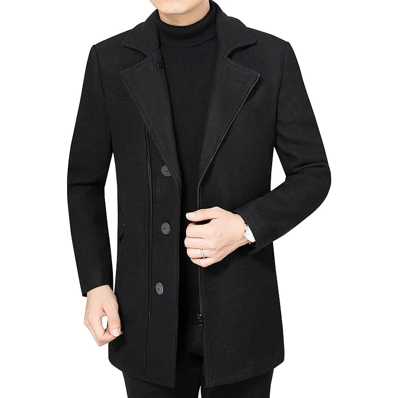 New Winter Men Fleece Wool Blends Cashmere Trench Coats Long Jackets Man Business Casual Overcoats Male Warm Long Coats Size 3XL