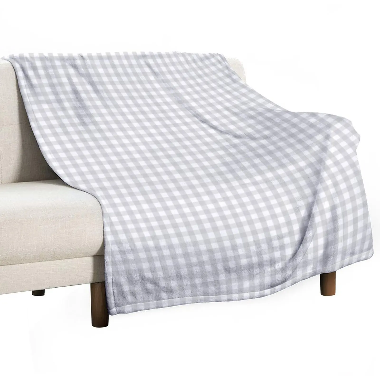 Gingham in Soft Gray Throw Blanket Designers warm winter Tourist Camping Blankets