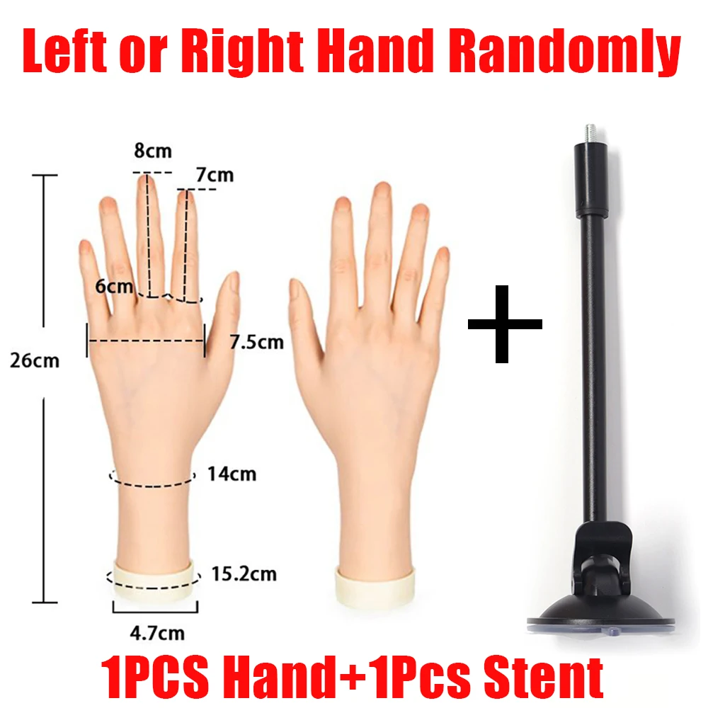 1Pcs Realistic Prosthetic Hand Jewelry Display Hand Silicone Hygiene Nail Art Practice Hand