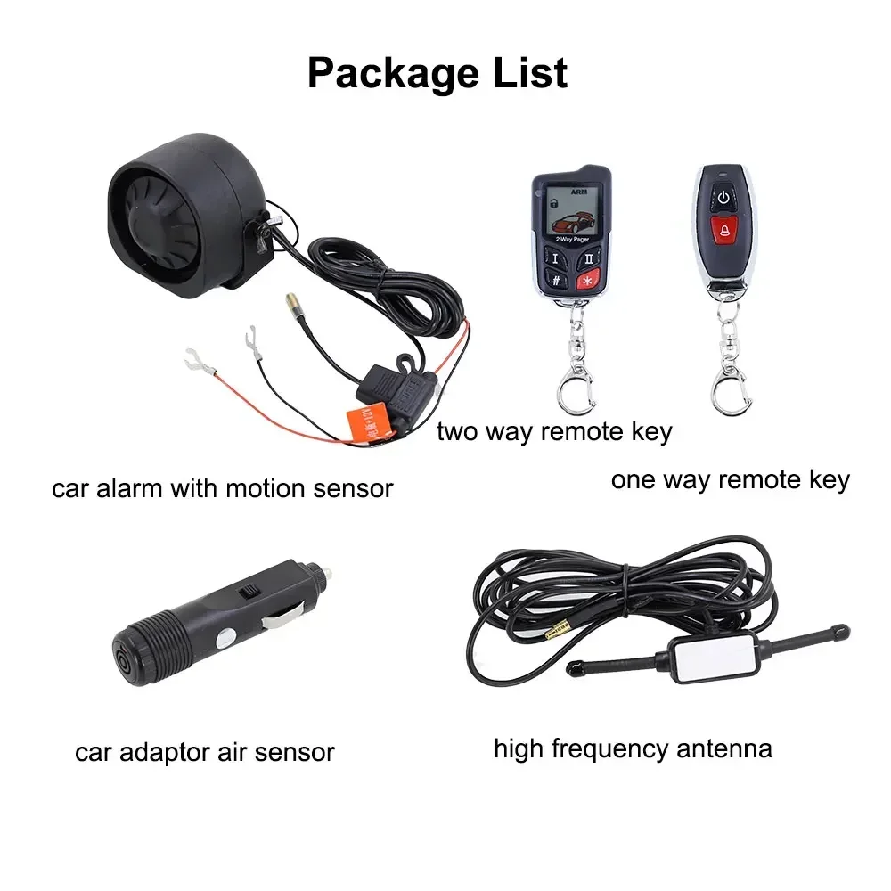 Hot Car Alarm System 2 Way Wireless Air Sensor Vibration Siren Door Trunk Open Alert DIY Install New Car Security