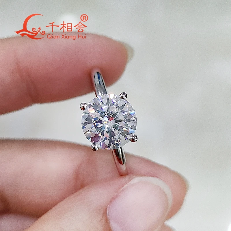 8.5mm 2.5ct  round shape s925 Silver Moissanite Ring Men women Diamonds jewelry  wedding datting gift fine Jewelry