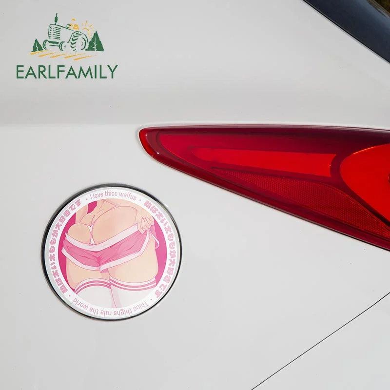 EARLFAMILY 13cm x 11.1cm for Pink Shorts I Love Thicc Waifu Cheek Car Stickers Waterproof Cute Decals Creative Vinyl Car Wrap