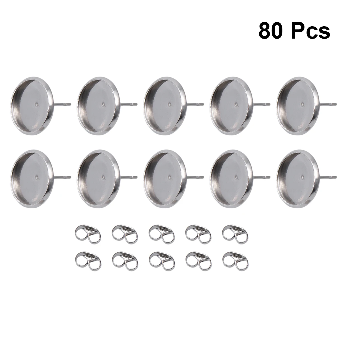 

80Pcs Stainless Steel Ear Stud Trays Round Bases for Jewelry DIY Making Cabochon Settings Earrings Blanks Bezel
