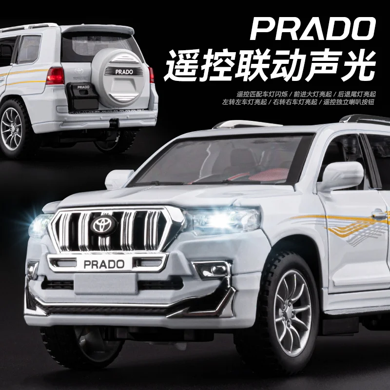 

1:24 Scale Simulation Alloy remote control car Toyota Prado Diecast Classic Car Model car Sound &Light boys toy Gift collectible