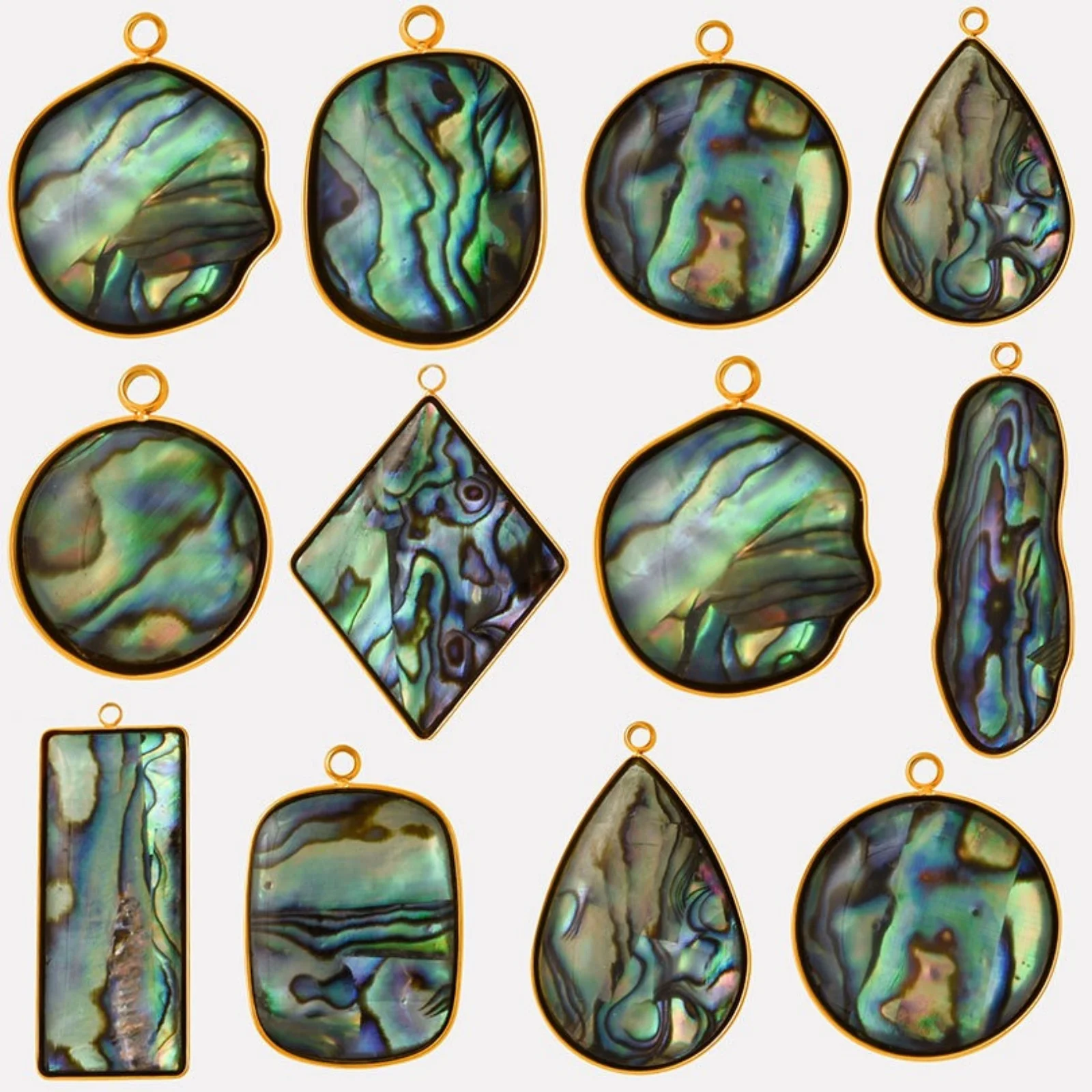 2 Pcs 304 Stainless Steel & Natural Shell Charms Multicolor Geometric Pendants For DIY Necklace Earrings Jewelry Making