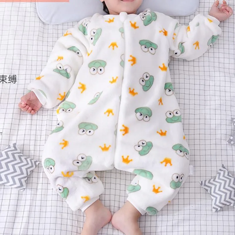 Baby One-piece Pajamas For Boys Girls Thick Flannel Onesies Toddles Warm Jumpsuits Kids Cartoon Blanket Autumn Winter Sleepwear