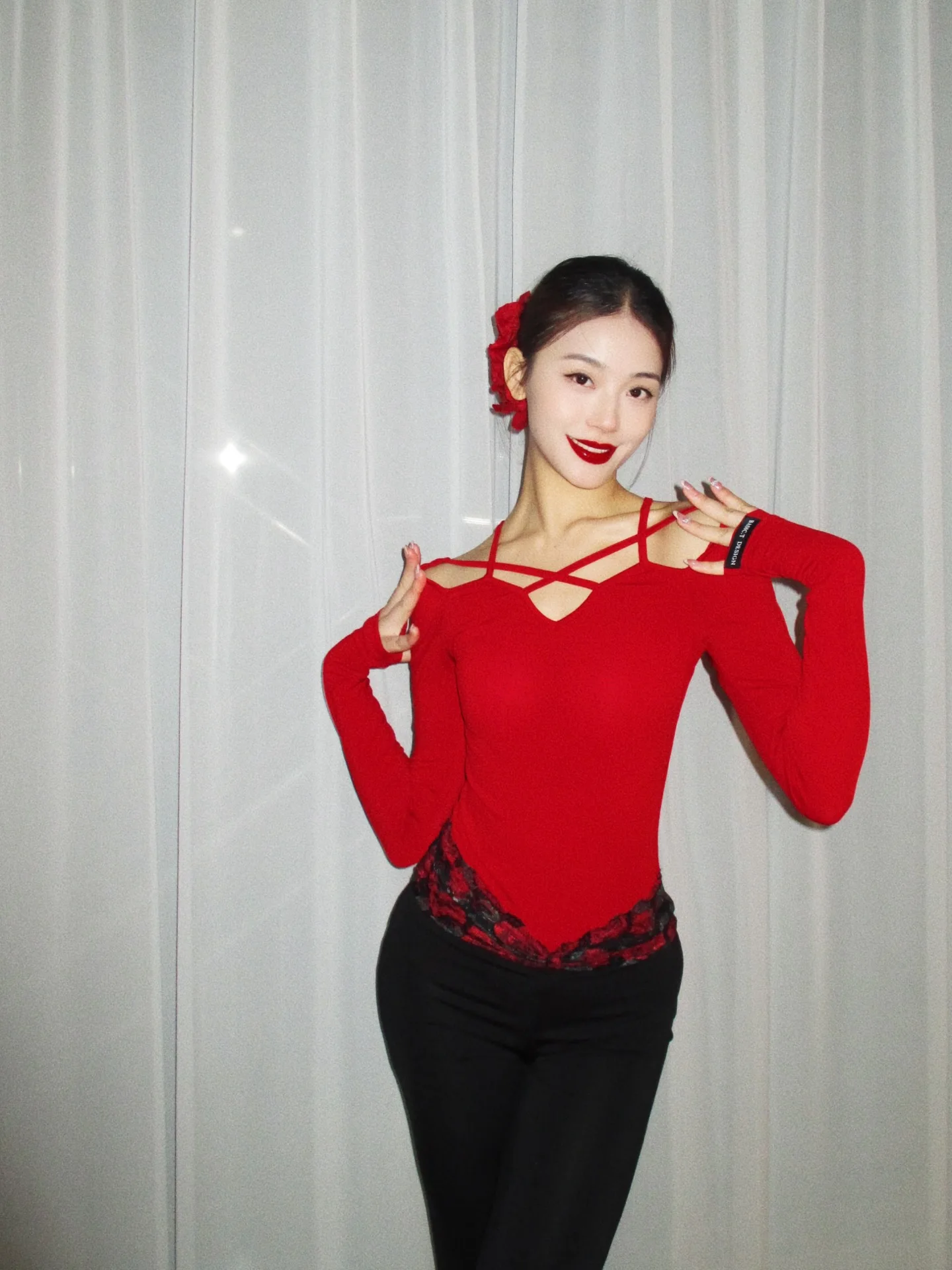 softchen-長袖バックレスボディスーツ女性用ラテンモダンダンス衣装胸パッド付き-t29-ラウンドネックヨガフィットネススポーツウェア