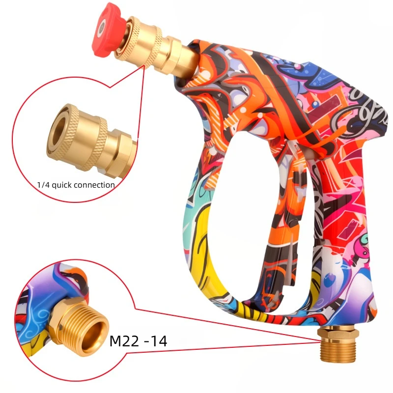 4350psi high-pressure water gun, beautiful graffiti painting, 1L foam spray gun, 1/4 quick nozzle set, rubber nozzle bracket image 4