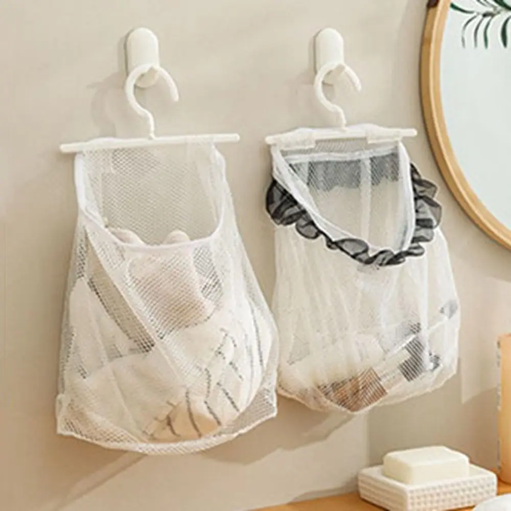 Mesh Hanging Bag Clothes Pin Holder With Hook Washable Clothespin Peg Storage Undergarment Laundry