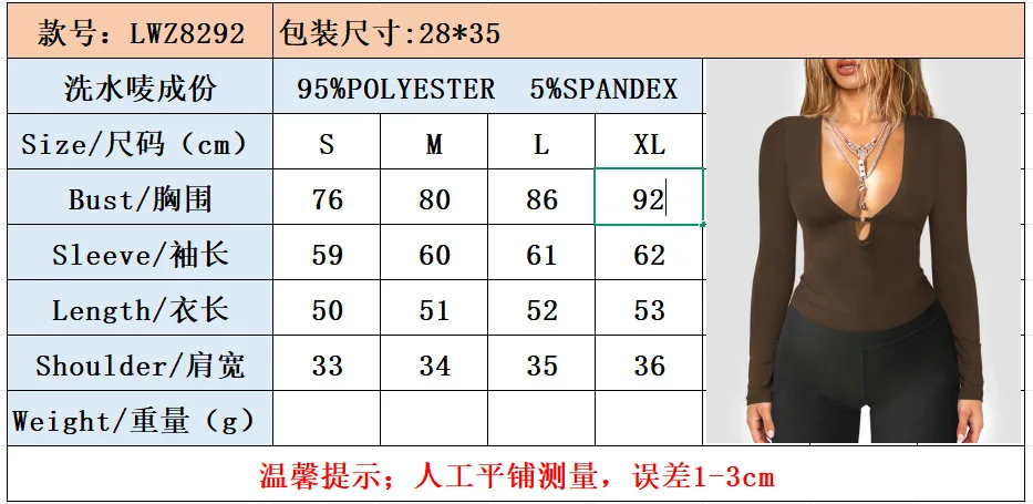 2025 Herbst Winter Neue Mode Damen Tops T-Shirt V-Ausschnitt aushöhlen Sexy und modische Slim Fit Langarm Y2k Kleidung – Detail 1