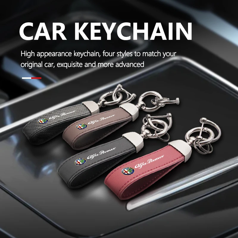 Car Key Chain Luxury Genuine Leather Buckle Car Accessories For Alfa Romeo Giulia 147 Mito 156 159 166 GT Stelvio Brera Volante