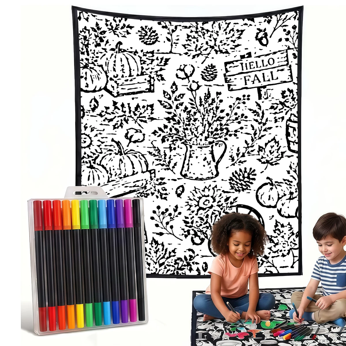 Home Textiles Usa - Orange Pumpkin Sunflower DIY Cozy Coloring