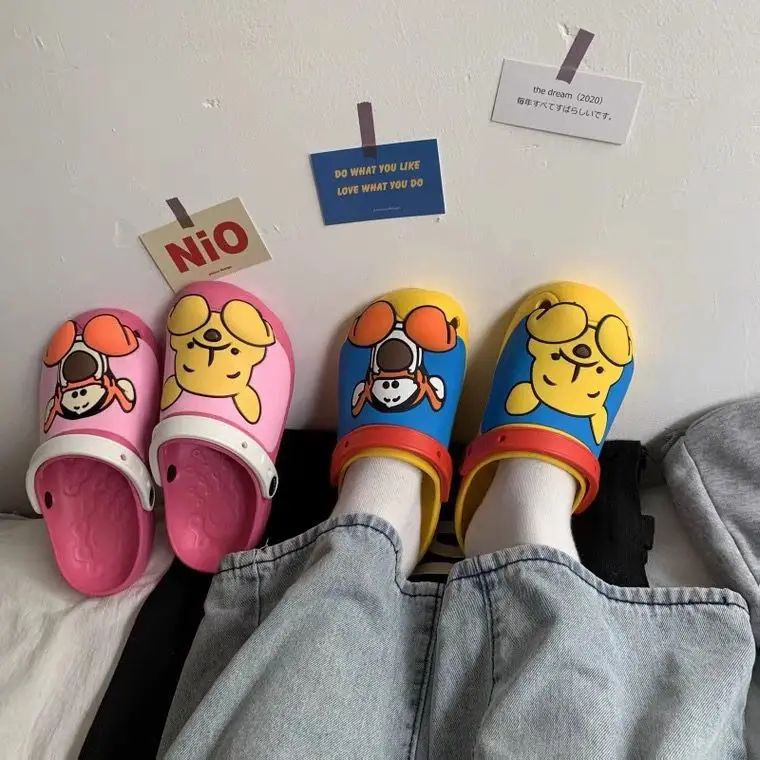 SpongeBob High Quality Summer Winnie Slippers Cave Shoes Wear Women's Beach Shoes Non-slip Slippers Cute Home Sandals Slippers