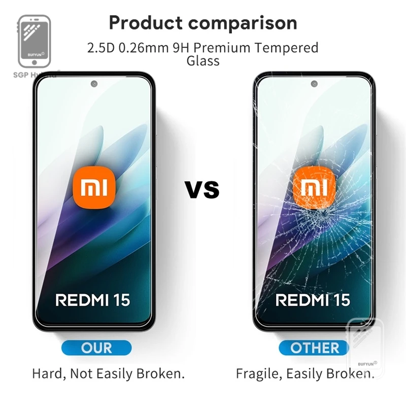 Redmi15 4G 5G الزجاج 5-1 قطعة 9H الزجاج المقسى الشفاف ل Redmi 15 5G 4G 2025 قسط واقيات الشاشة تشديد غطاء حماية فيلم