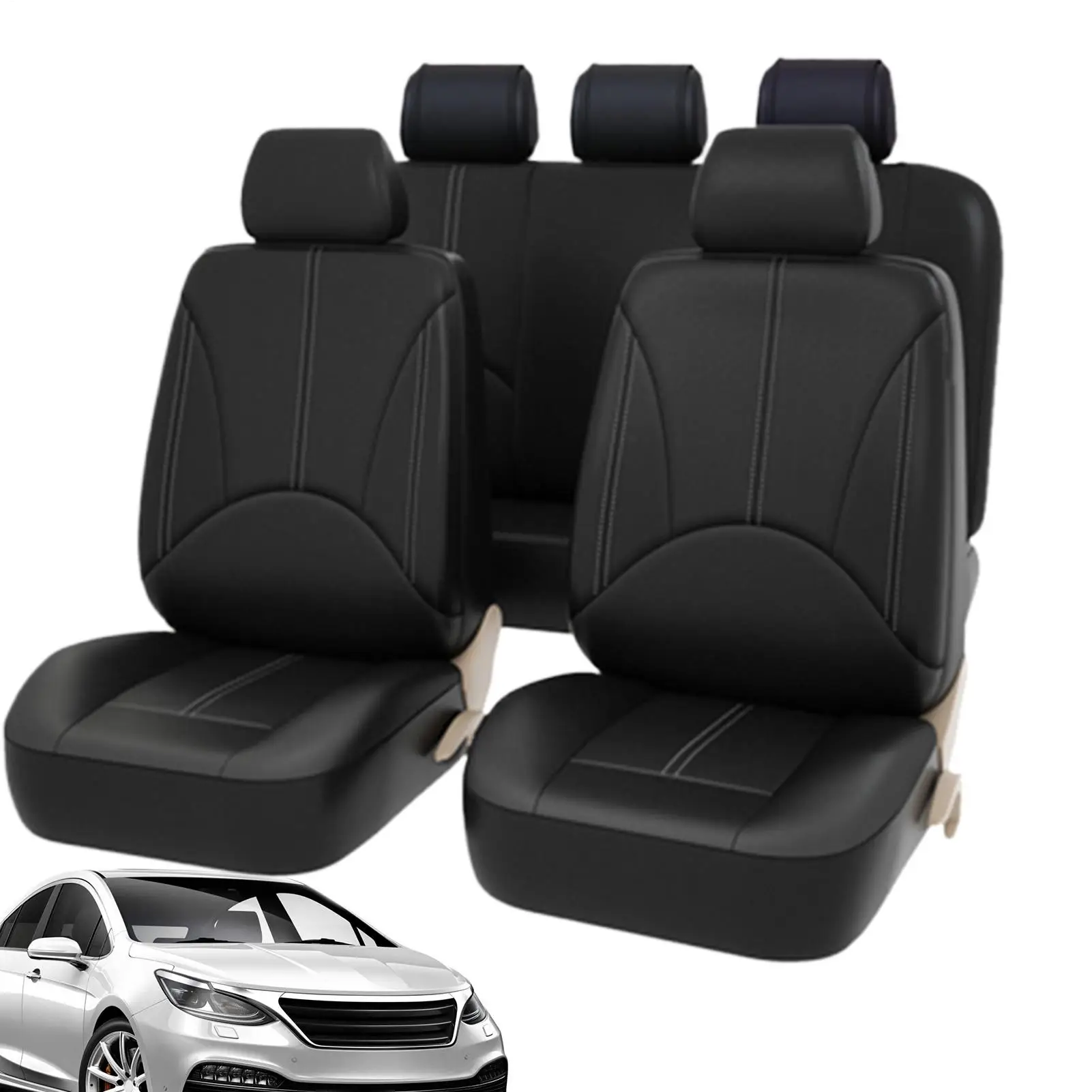 

Leather Car Seat Covers 5 Pieces PU Automotive Cushion Seat Protector Waterproof Protector Interior Vehicle Accessories For