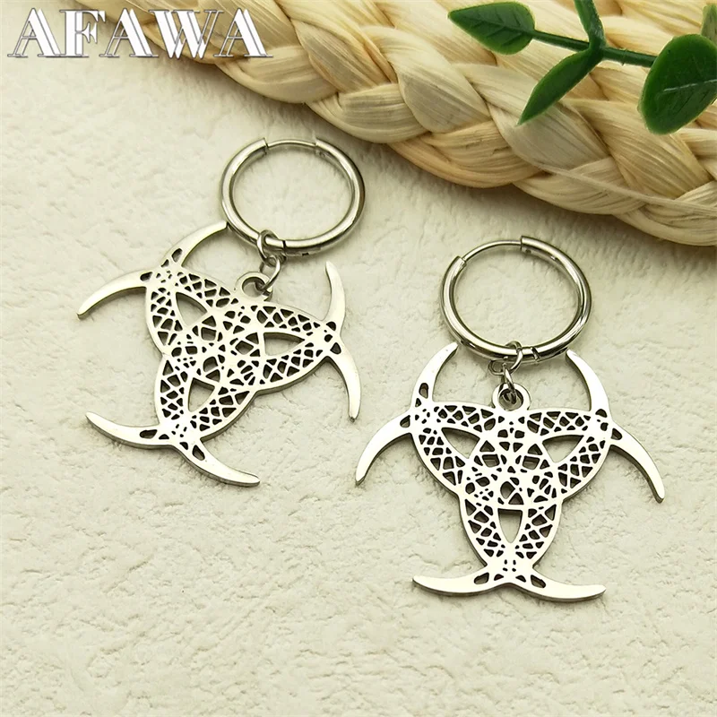 

Witch Knot Women Hoop Earring Amulet Stainless Steel Witchcraft Irish Celtics Knot Dangle Earrings Wicca Jewelry E3759SRS02