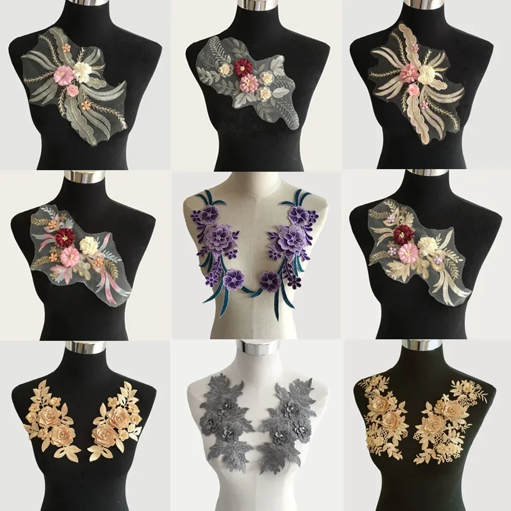 New arrive 3D Flower Lace Embroidery Collar DIY Sewing Neckline Dress  Applique Clothing Decorative Craft Supplies Accessories