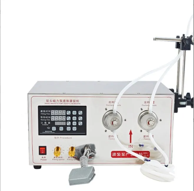 

Double Head Peristaltic Pump Filling Machine Beverage Liquid Plastic Bottle Desktop Filler