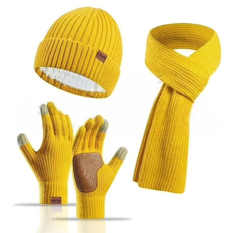 Set da 3 pezzi per cappello, sciarpa e guanti invernali in maglia nuova da 3 pezzi per set da 3 pezzi per sciarpa calda e resistente al freddo da donna