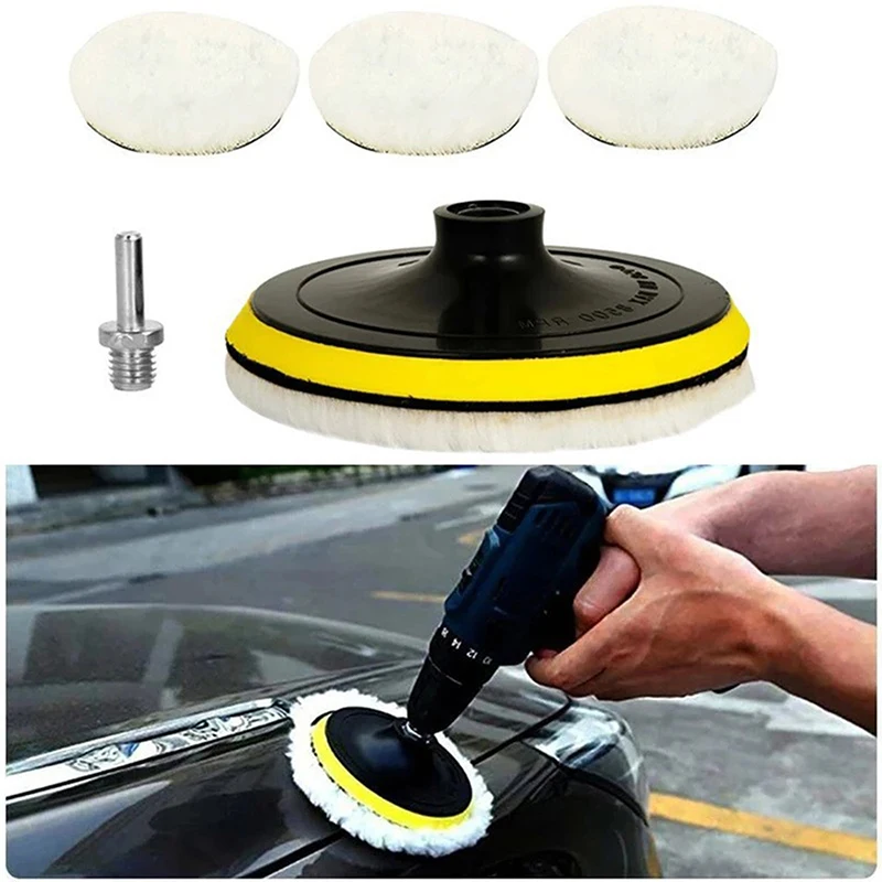 5Pcs 3/4/5Inch Polishing Kit Car Polishing Pad Car Waxing Sponge Disk Wool Wheel Auto Paint Care Polisher Pads Car Detailing