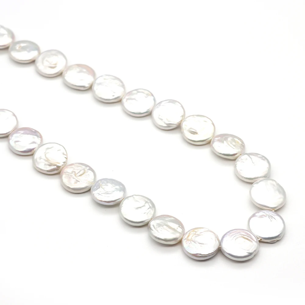 16-17mm Natural Freshwater Pearl Loose Beads Round Perforated Irregular Face Jewelry Pendant Charm DIY Make Gift