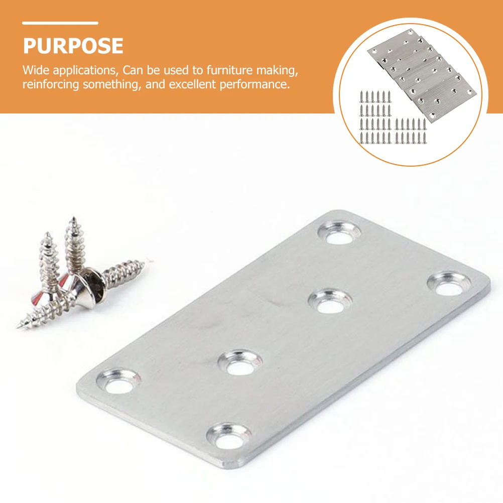 

10pcs Flat Corner Brace Plates Furniture Fixing Brackets Screws Hardware Connectors For Table Chair Shelf Mending Plate Metal