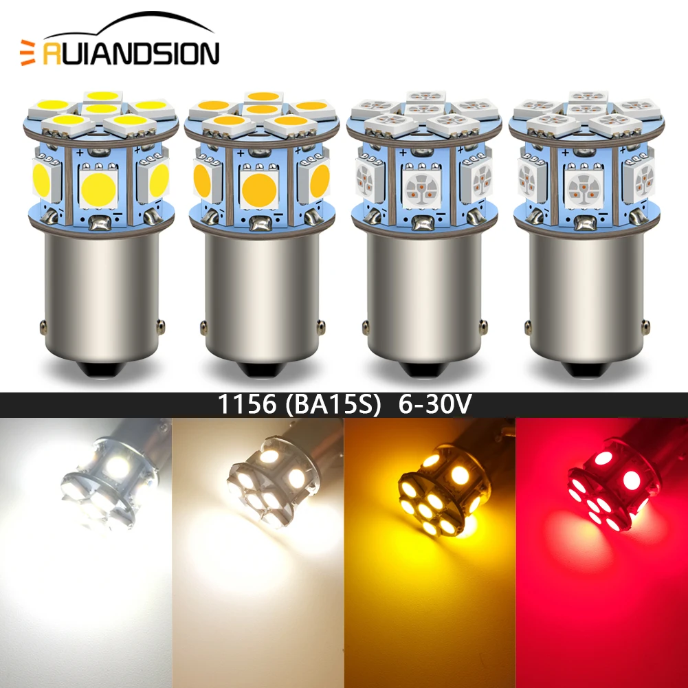 2Pcs BA15S P21W 1156 BAU15S PY21W LED Bulbs Car Motorcycle Turn Signal Light 6V 12V 24V 6-30V White Amber Yellow Red Warm White - view 6
