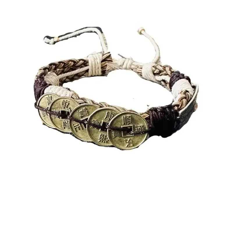 خمسة الأباطرة المال المنسوجة يدويا سوار المتخصصة تصميم الشعور المتقدم مزاجه اليد حبل تحقيق التماس جمع الثروة