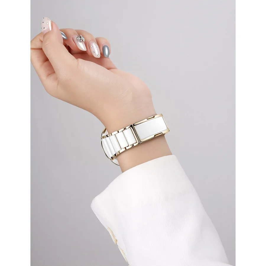 Quick Release Ceramic Strap For GT7 41mm/GT6 41mm/GT5 41mm/GT4 41mm,Premium Nano-Crystal Ceramic Watchband 18mm Width