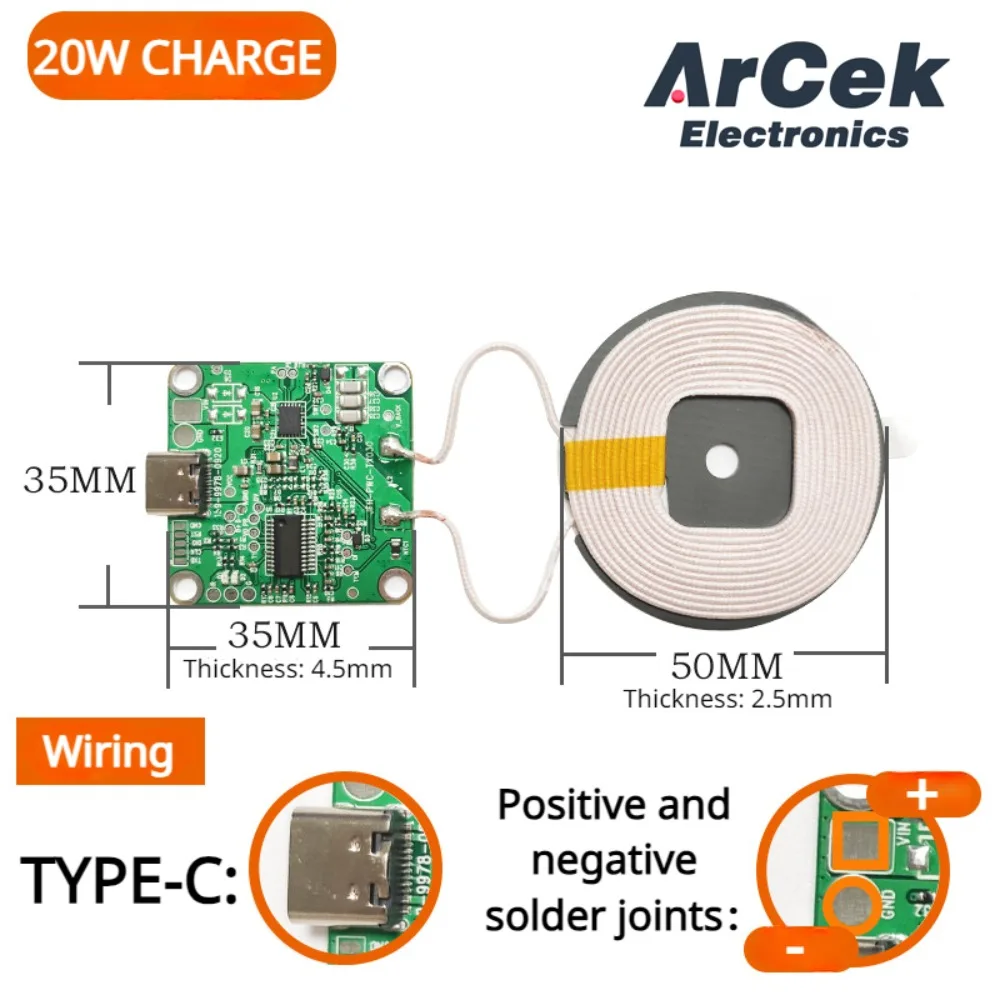 20W High Power Wireless Fast Charger Module PCBA Charging Board 10MM Long Distance Air Transmitter Charging