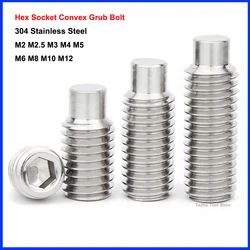 304 Stainless Steel Allen Hexagon Socket Convex End Grub Headless Bolt Dog Point Set Screw M2 M2.5 M3 M4 M5 M6 M8 M10 M12