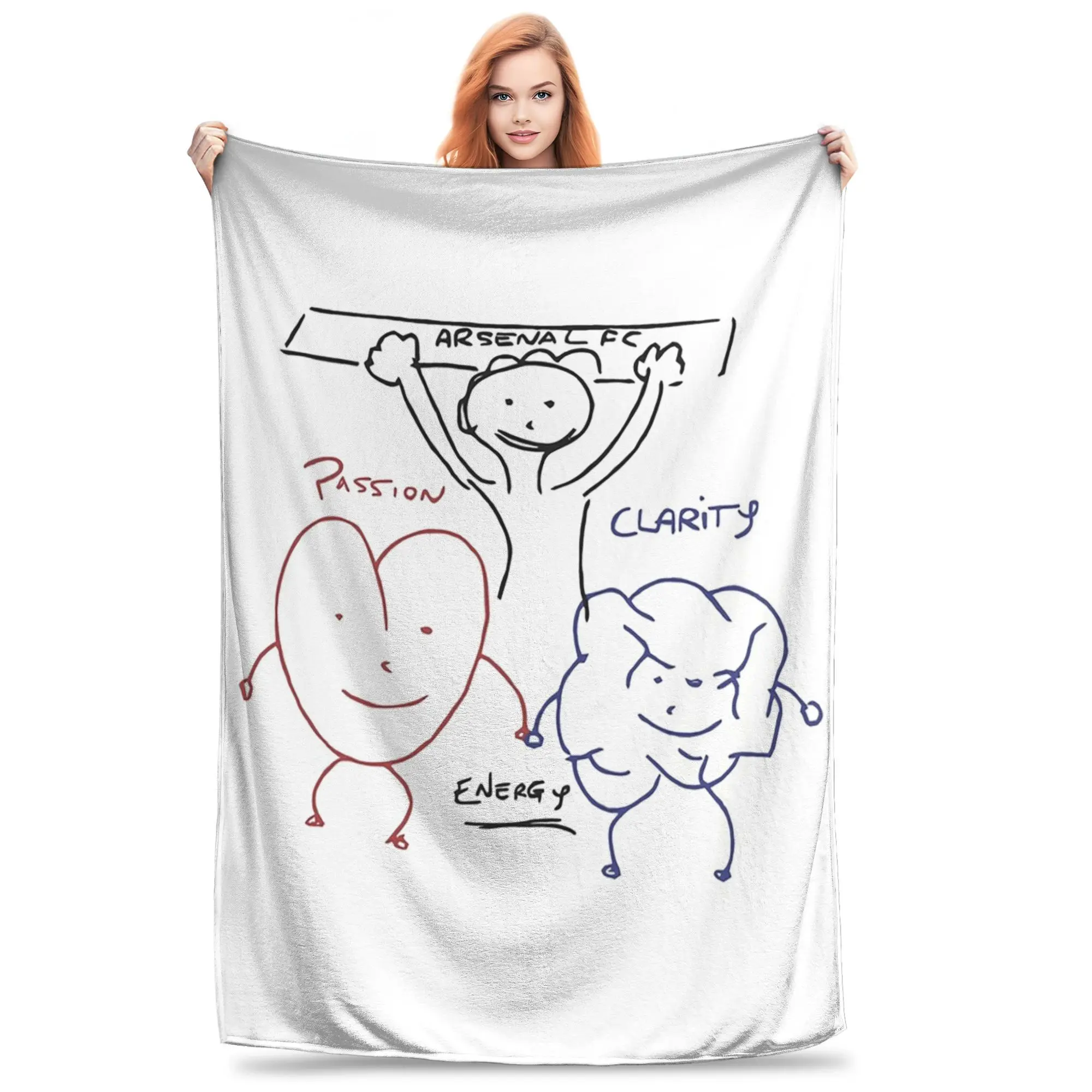 Arteta's Passion, Clarity and Energy Whiteboard Drawing Blanket Soft Warm Flannel Throw Blanket Plush for Bed Picnic Travel Home