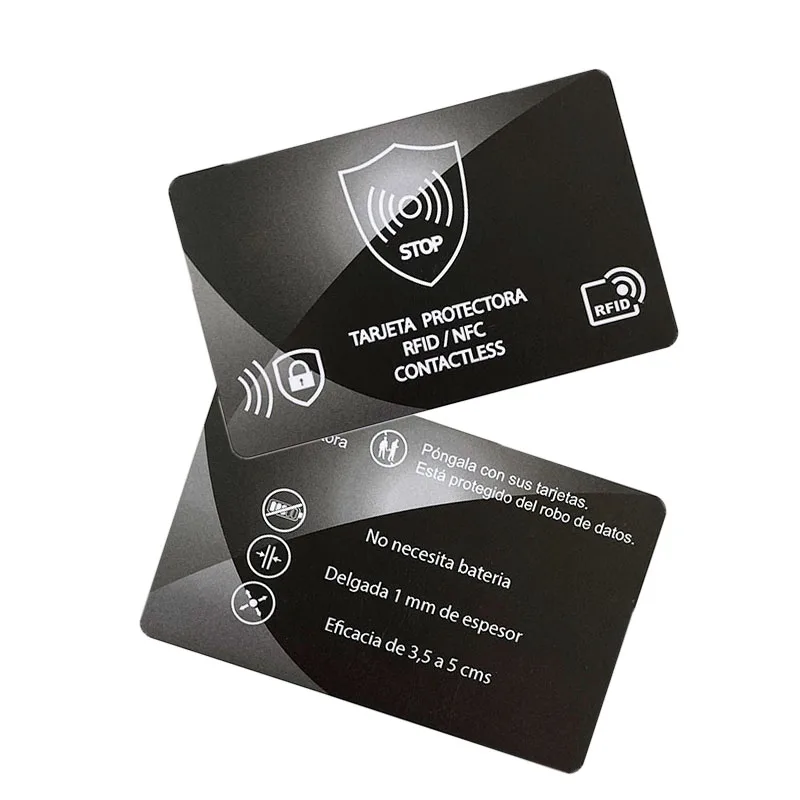 Custom Professional PVC Plastic  Anti Skimming Signal Blocking Card RFID Scan Blocking Card For Contactless Credit Card