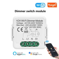 Interruptor escurecendo sem fio impermeável para casa, comando de voz, controle duplo, função de temporização, disjuntor escurecimento, wifi, 1 conjunto