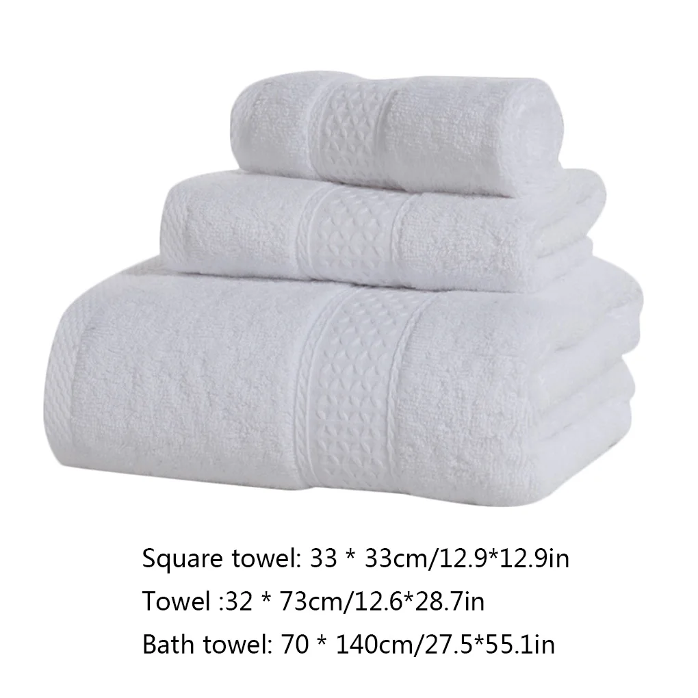 3 Pcs/set Cotton White Shower Towels Bath Towel for Adults High Absorbent Home Hotel Pure Thick Towels Bathroom Bath Towel