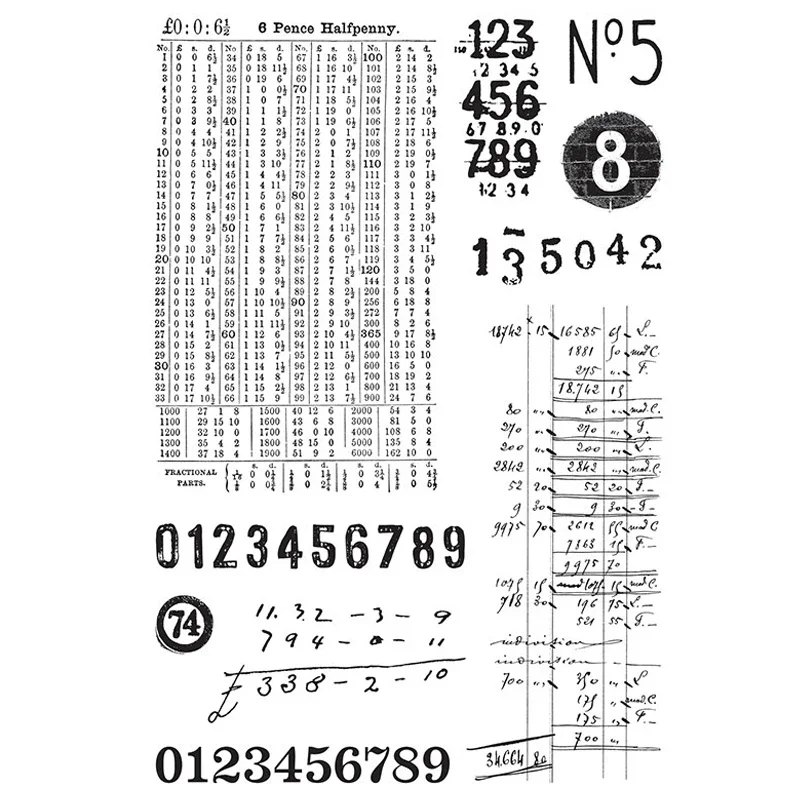 New Retro Arabic Numerals Clear Stamp For DIY Craft Making Album Paper Greeting Card and Scrapbooking No Metal Cutting Dies