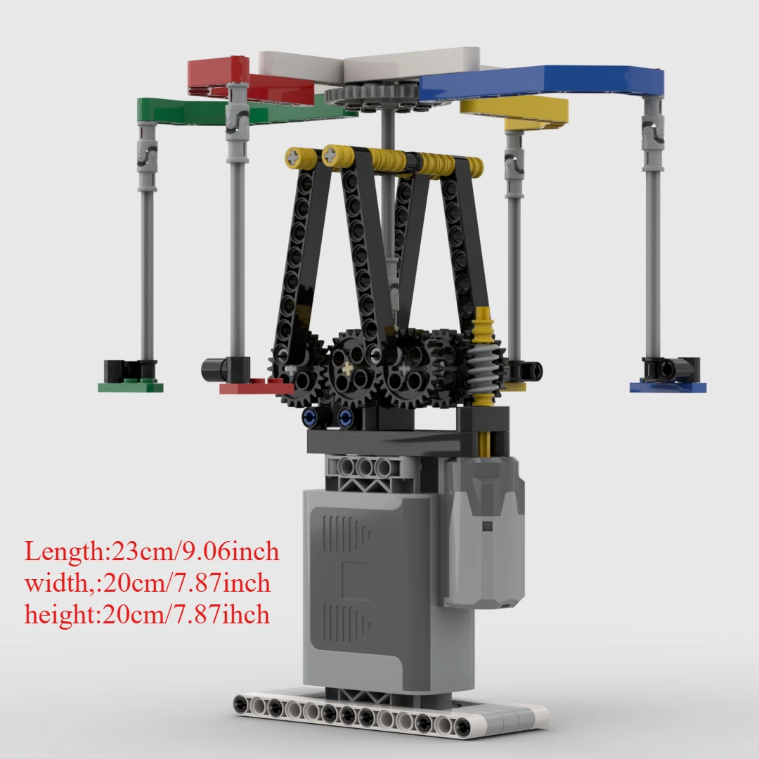 Motorized Swing Carousel MOC Building Blocks, Electric Mechanical Amusement Park Model DIY STEM Toy