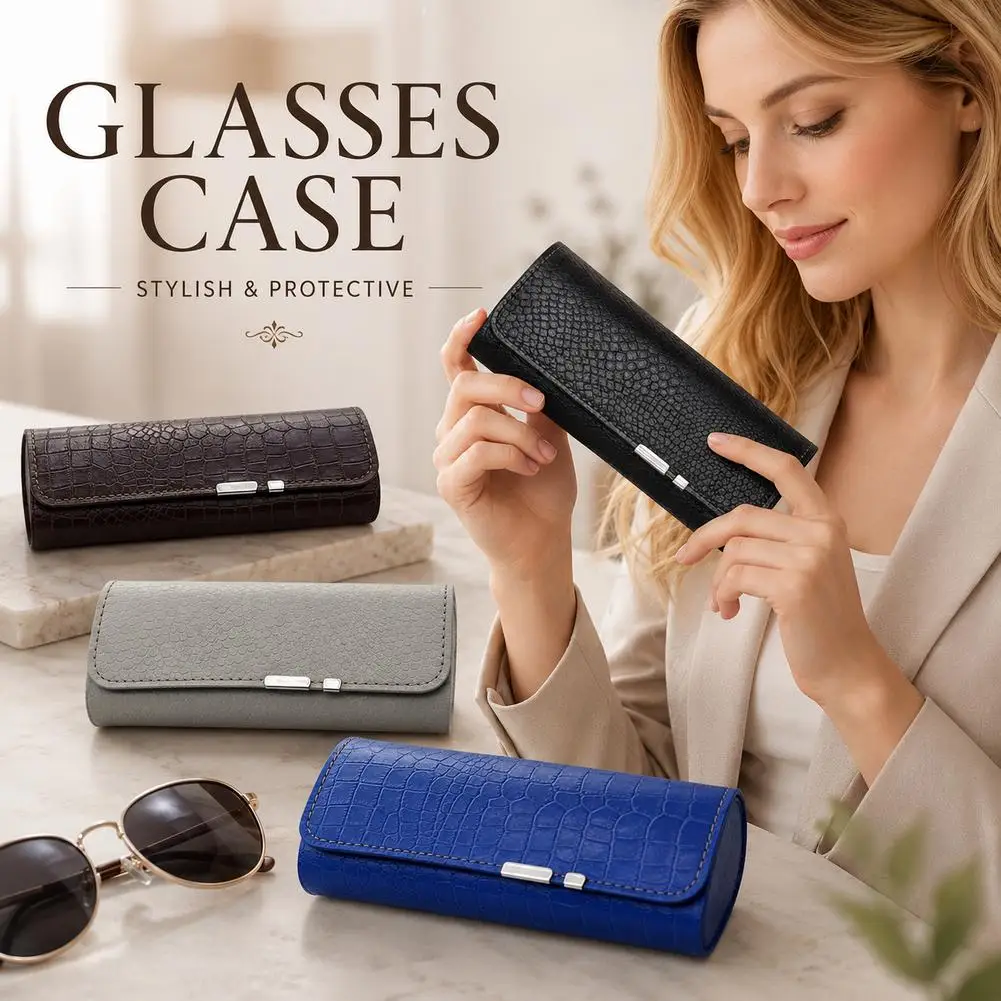 PU Leather Glasses Case Portable Hard Eyeglasses Storage Box Anti-scratch Protective Sunglasses Holder For Travel Daily Use - view 3
