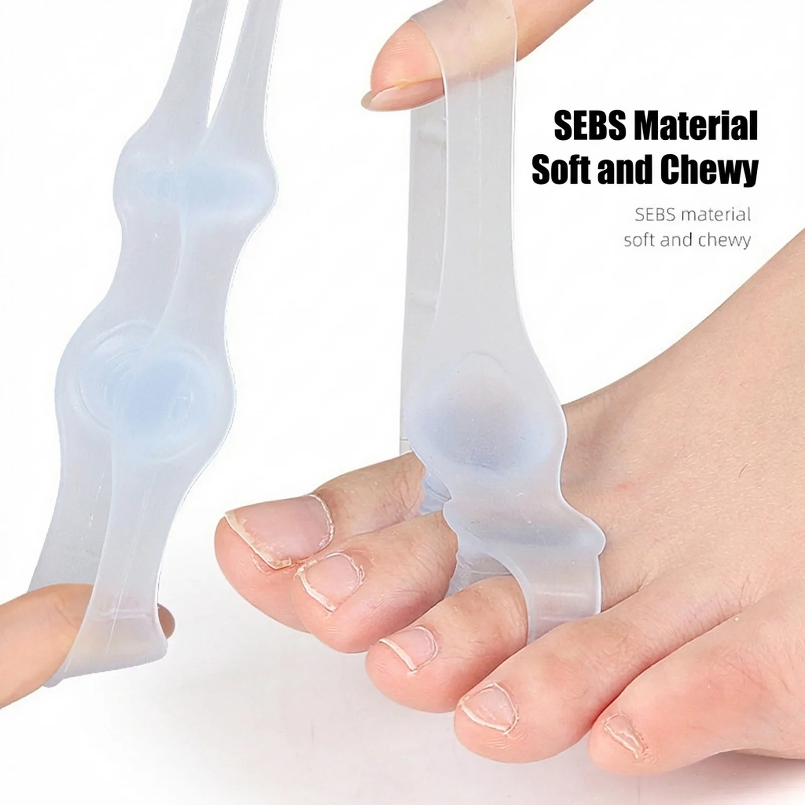 Soft Silicone Toe Separator Bunion Corrector Three Hole Design, Ergonomic Alignment Support Brace for Daily Foot Care Relief