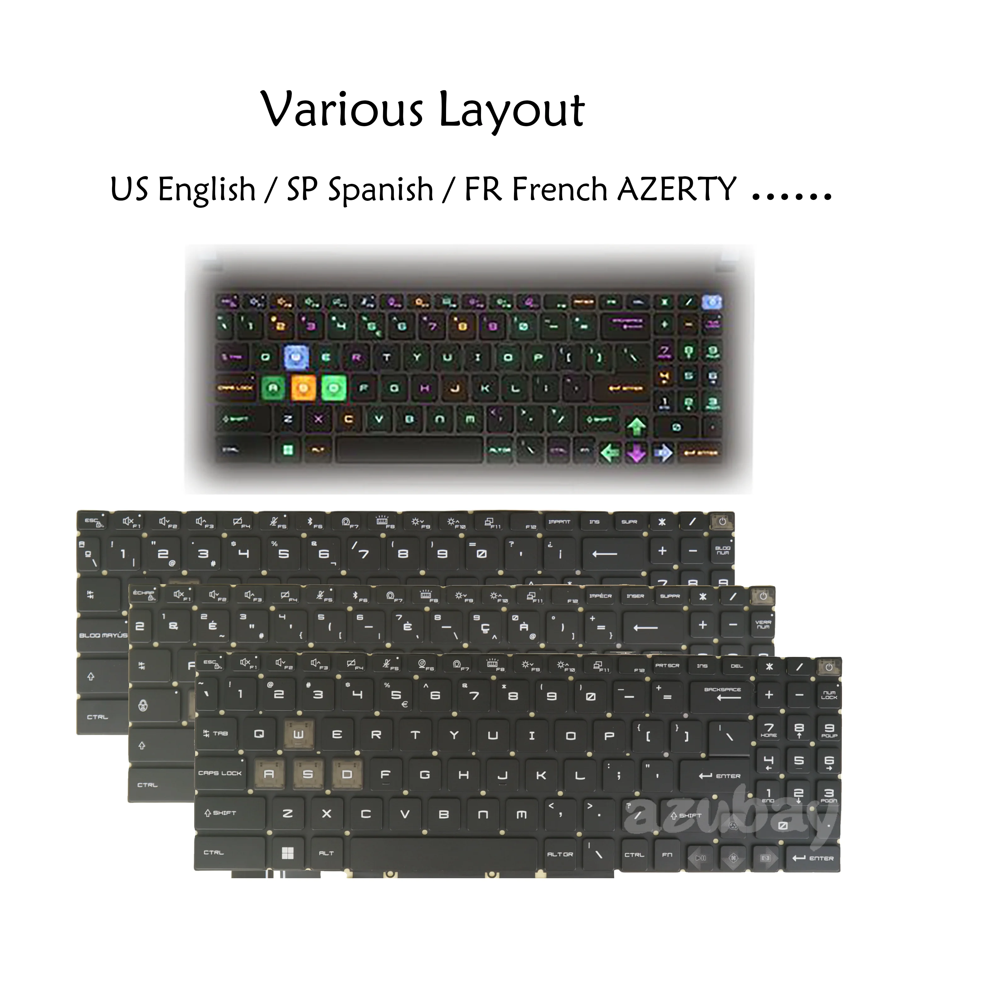 

Per-Key RGB Backlit Laptop Keyboard For MSI Raider GE78 HX Smart Touchpad 13V, GE78HX SmartTP 13VG US English French Spanish